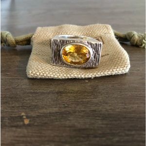 Sterling silver yellow citrine ring sz 6